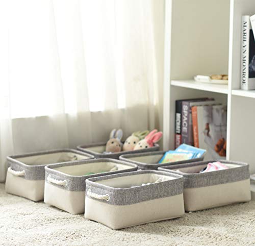 image for TheWarmHome Storage Basket with Cotton Rope Handle, Collapsible Storag