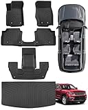 Car Floor Mat for Jeep Grand Cherokee L: Rubber Custom Fit 1st & 2nd & 3th Row Cargo Liner Set - All Weather Accessories Only for 6-Passenger Without Center Console 2021 2022 2023 2024 2025