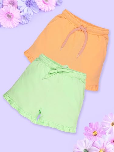 Image of KiddoPanti Girls 100% Cotton Bottom Hem Frill Hot Shorts