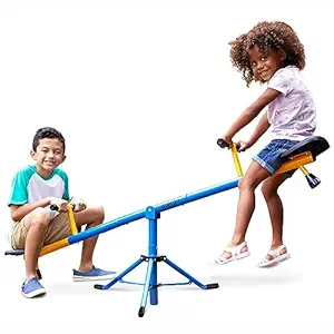 stargo 360 Swivel Spinning Seesaw for Kids, Teeter Totter with Adjustable Frame 46-70, Indoor or Outdoor Playground Equipment