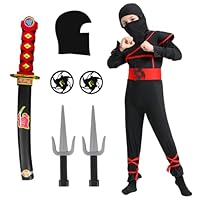 skyllc Ninja Costume Kids, Boys Ninja Costume with Accessories for Halloween Christmas Carnival Birthday Party,Size L