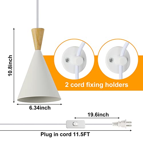 Modern Plug In Pendant Light With Cord, Adjustable Chandelier Hanging Lamps That Plug Into Wall Outlet For Kitchen Island, Bedroom, Living Room, Dining Room, Contemporary Wall Décor White (No Bulb) #TOP5