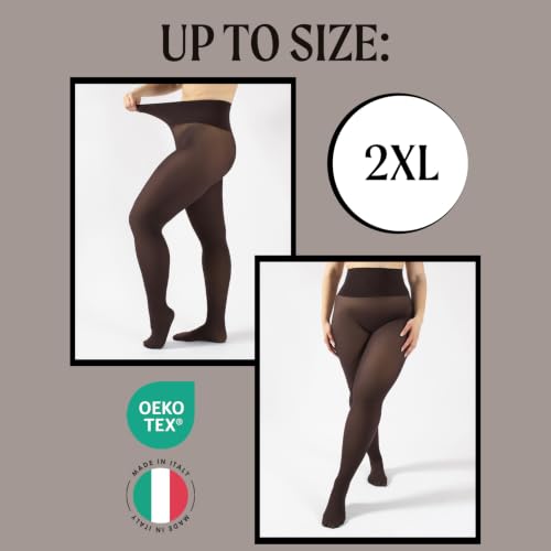 Image of CALZITALY Seamless Tights, 50 DEN High-Waist Pantyhose with no seams, Multi Color Opaque Tights - S, XXL, Italian Hosiery