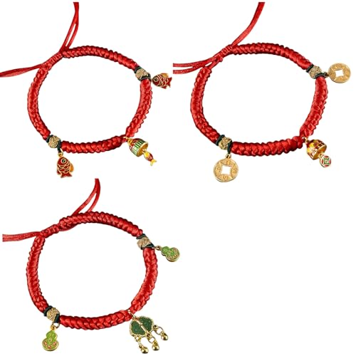 mioosho 3pcs New Years Pet Rope Buckles Regulable Blessing Chinese Knots Pendants for Dog and Cats