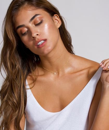 ZOERAY Initial Necklaces for Women Dainty Gold CZ Letter Necklace 14K Gold Plated Trendy Simple Cute Gold Choker Necklace Personalized Name A-Z Capital Necklace Jewelry Gifts for Women2