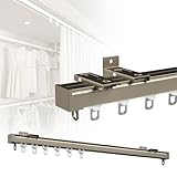 Sistema de riel de cortina de aluminio, deslizadores de cortina silenciosos para techo/pared, ideal para sala de estar, baño, dormitorio, divisor de habitación, blanco/negro (dorado, 420 cm)