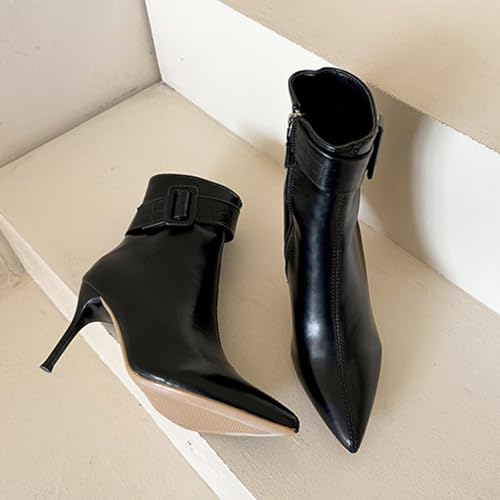 Bottines chic bout pointu sans douleur talon chaton similicuir