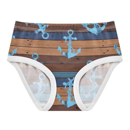 Blue Anchors Wooden Brown Girl Panties Cute Girls Underwear Toddler Cotton Colorful Briefs Underpants 2t