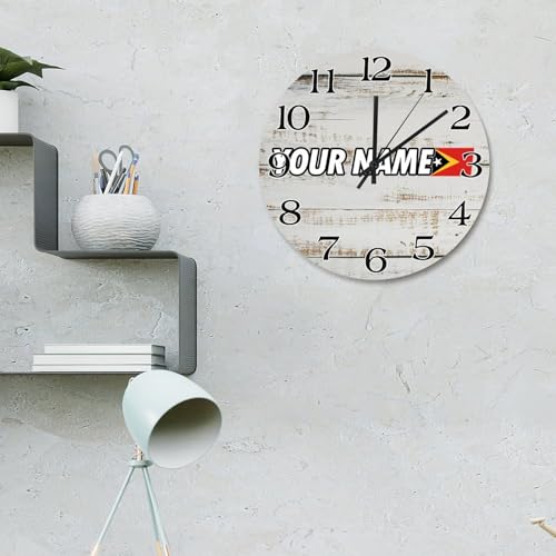 Horloge murale en bois Timor-Leste décoration rustique chic