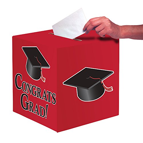 Creative Converting Congrats Grad Card Holder Box, Classic Red -
