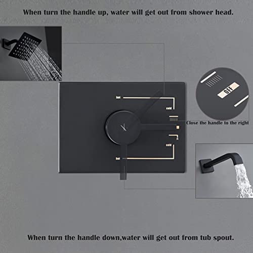 Sooohot Shower Fixtures, Black Shower Faucet Set With 6 Inch Matte Black Shower Head And Tub Spout, Black Shower Head And Handle Set (Valve Included) #TOP2