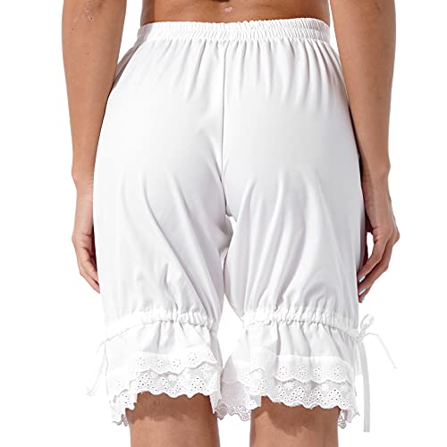 Zdhoor Womens Victorian Pumpkin Pants Lace Tiered Ruffle Panties Casual Cotton Bloomers Booty Shorts White X-Large #TOP4