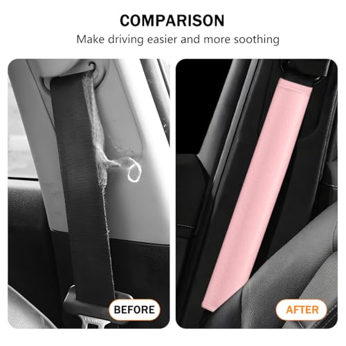 Bittwee Extra Long Car Seatbelt Cover, 2PCS Soft Fluffy 23.62Inches Vehicle Seat Belt Strap Pads, Comfortable Automotive Interior Shoulder Cushion Mat, Universal for Truck SUV Sedan (Pink) - Thumbnail 6