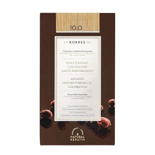 KORRES Argan Oil Colorant – ammoniakfreie Haarfarbe Platinblond 10.0 – 100% Grauhaarabdeckung & vegan für ein langanhaltendes Farbergebnis