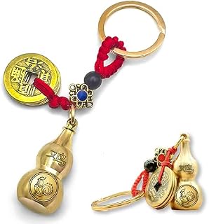12 Zodiac Feng Shui Gourd Keychain - Brass Gourd, Lucky Coin, Bring Good Luck and Wealth, Chinese Style Decorative Pendant, Suitable for Collecting and Gifting(Cock)