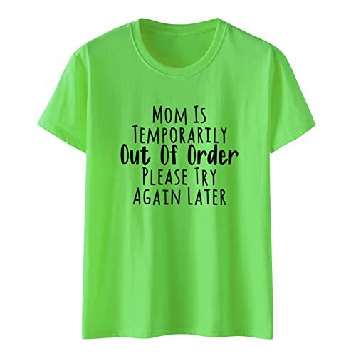 DABAOK Mujeres top oversize casual día de la madre letra impresión camisa oversize suelta cuello redondo manga corta camiseta ropa verano venta liquidación, c, XXL