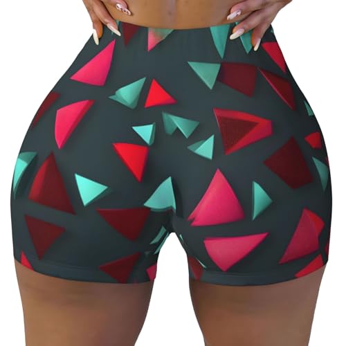 Triangular Pattern Pattern Sports Shorts, high Elastic Slim Fitness Pants, Suitable for Yoga/Leisure/Daily wear