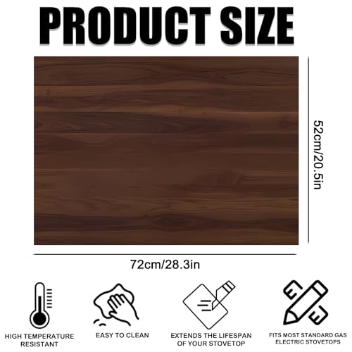 Image of Nuxovilar Stove Top Cover for Electric Stove, 20x28 Inch Polyester Glass Cooktop Protector with Rich Dark Wood Grain Texture, for Kitchen Decor & Daily Use