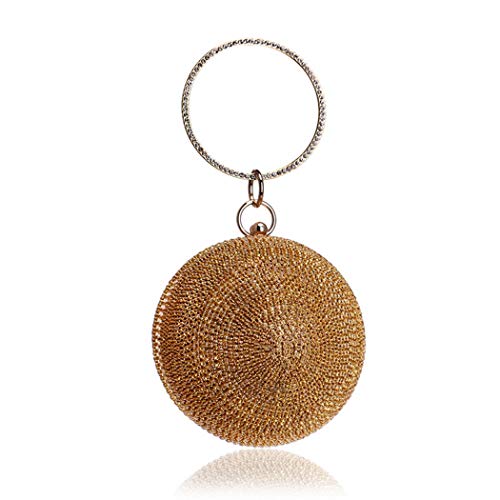 Image of Ball Shape Clutch Purse Party Handbag Rhinestone Ring Handle Evening Bag