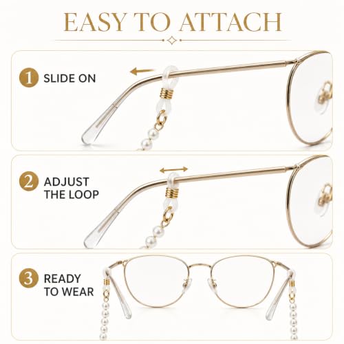 Image of Spectacle Chain for Women 3PCS Pearl Glasses Strap