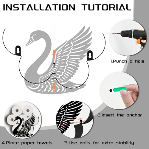 Swan Toilet Paper Holder Wall Mount/Stand for Extra 8 Rolls by WHIMSTITCH - Used condition - Image 4