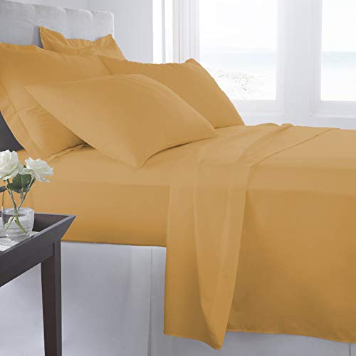 Woven Trends Hotel Luxury Bed Sheets Set - 1800 Series Supreme Collection, Extra Deep Pockets Twin Sheets, Wrinkle Fade Stain Resistant, Softest Sheets (Twin, Camel)