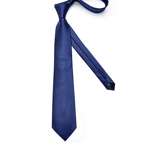 Image of DiBanGu Mens Solid Color Tie and Pocket Square Set Woven Silk Plain Necktie & Handkerchief for Men Wedding Party Formal