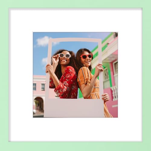 Vittanly 12x12 Picture Frame, Display Pictures 8x8 with Mat or 12x12 without Mat, Premium Material with Shatter Resistant Plexiglass, Square Frame for Wall Mounting, Home Decor, Light Green, 1 Pack