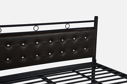 Image of Zuno Metal King Size Bed Without Storage | Wrought Iron Double Bed with Headboard & Footboard | Sturdy Powder Coated Platform Bed King Size Cot for BedroomLivingRoom Black (75x72)