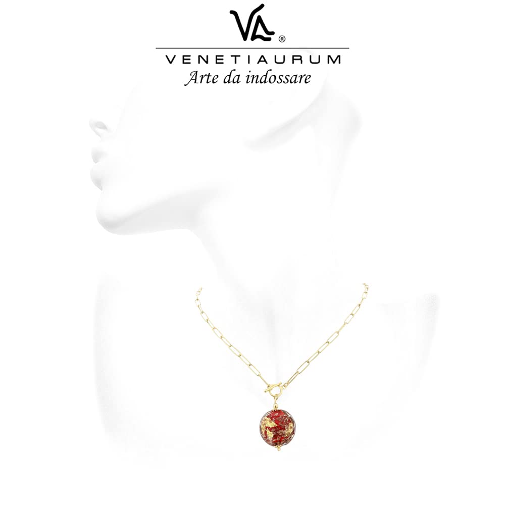 Venetiaurum - Halskette für Damen mit Anhänger aus Original Muranoglas und Silber 925 - Schmuck “Made in Italy” zertifiziert