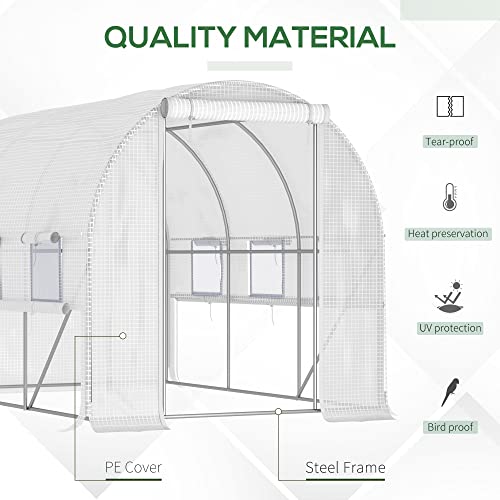 Outsunny 10' X 7' X 7' Walk-In Tunnel Greenhouse, Outdoor Plant Nursery With Anti-Tear Pe Cover, Zipper Doors And Mesh Windows, White #TOP4