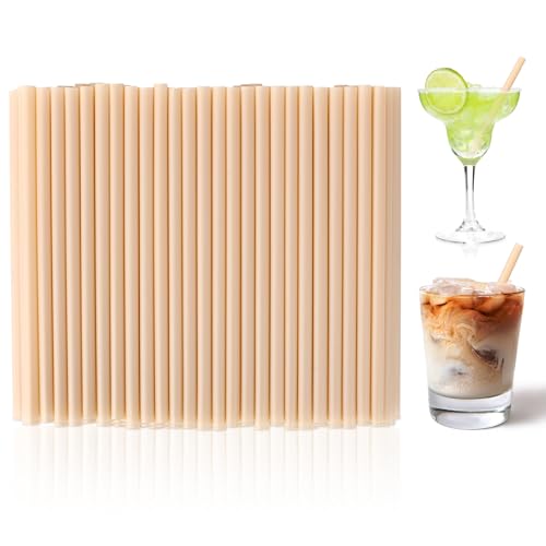 [500 Pcs] 5 Inch Sugarcane Cocktail Short Straws - Disposable Compostable Biodegradable Drinking Straws for Whiskey Bar Club Cocktail Cold Drinks