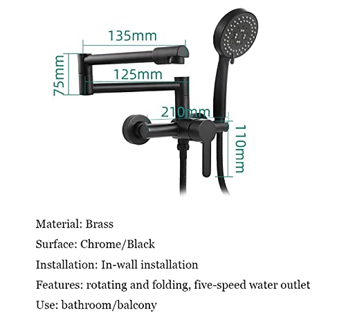 Ensemble de bain en laiton noir mat avec robinet cascade et bec escamotable - 2