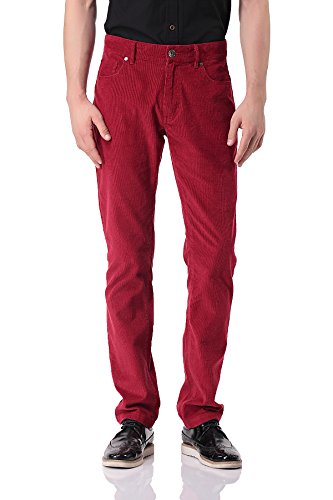 Pantalon en Velours Côtelé pour Homme - Skinny-fit - PH-06(30,Red) Cover