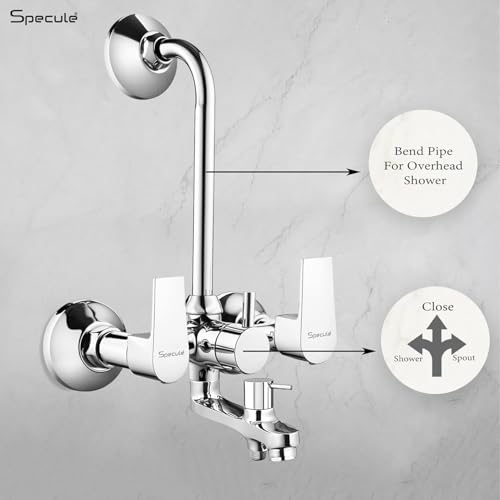 Image of Nyra 3 In 1 Wall Mixer with Hand Shower 1.5 Meter Hose | Multi Flow Handshower Set | Chrome Finish Premium Bathroom Shower Set | Wall Mixture