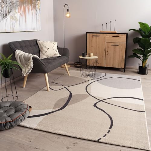 TT Home Tapis De Salon à Poils Courts Moderne Soft Pelucheux Design Abstrait Robuste,...