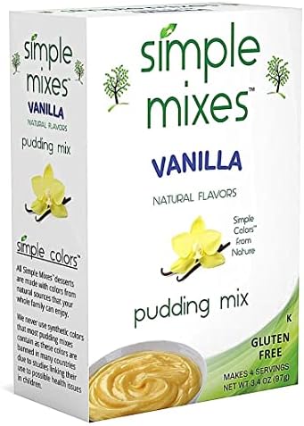 Simple Mixes Natural Instant Pudding Mix, Vanilla, 3.4 Ounce, Pack of 6