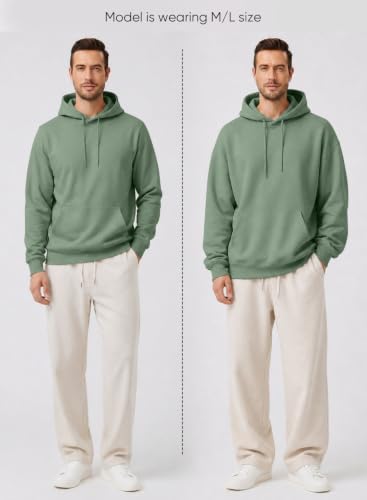 Image of JMIERR Mens Fleece Lined Hoodie Pullover Drawstring Pocket Winter Warm | Cozy fleece-lined pullover, adjustable drawstring hood, kangaroo pocket, regular fit, machine wash