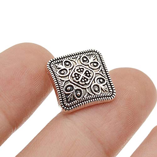 Acxico 10Pcs Square Antique Silver Floral Carved Shank Buttons Sewing Craft Metal #TOP1