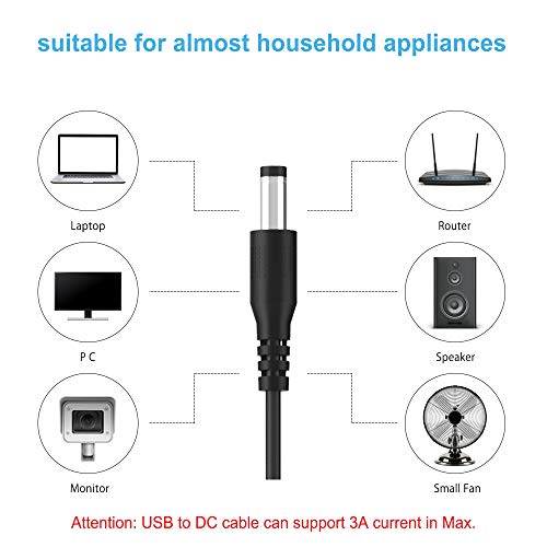 Usb To Dc Power Cable With 10Pcs Dc Barrel Jack Universal Laptop Power Adapter Tips Usb 2.0 To Dc 5.5X2.1Mm Plug Charging Cord Kits Max 3A Compatible For Lenovo, Compatible For Asus And More #TOP4