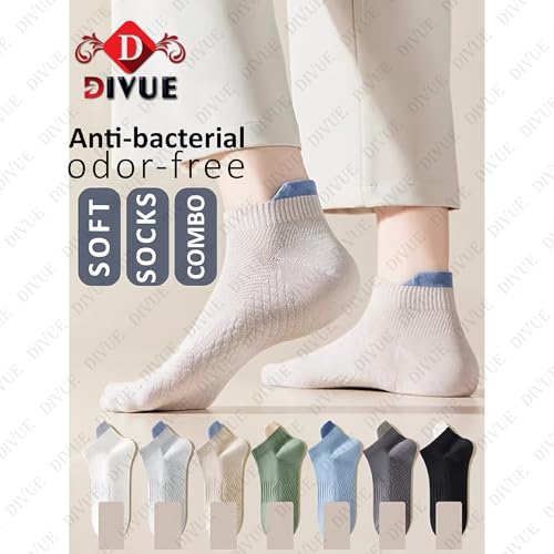 Image of VAIDUE Cotton Ankle Length Socks for Men & Women | Multi Color Casual Everyday Wear Breathable Soft Fabric Comfort Fit Hidden Socks | Pack of 7 Combo Durable Stylish Unisex Sports Office Gym Use