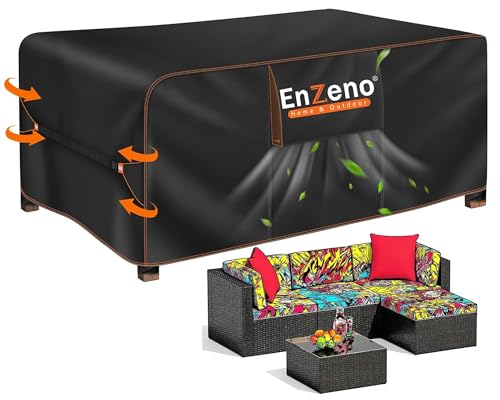 garden Furniture Set Cover Waterproof with Air Vent, 220X100cm outdoor table cover for Rectangle/Rectangular Table and Chair Set,420D Heavy Duty Oxford Fabric patio Table Cover Windproof,Anti-UV