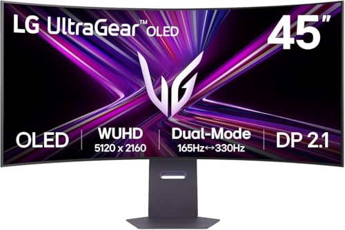 LG Ultragear™ 45GX950A-B.AEU (45 Zoll) 21:9 Curved 800R 5K2K OLED Gaming-Monitor, 165Hz/330Hz, AMD FreeSync™ Premium Pro, DisplayHDR™ True Black 400, 2X HDMI 2.1, Schwarz