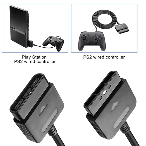 Image of MEIRIYFA PS2 Controller Extension Cable Cord, 1.8M Extender Cable Compatible with PS2 Game Console Wired Controller (2PCS)
