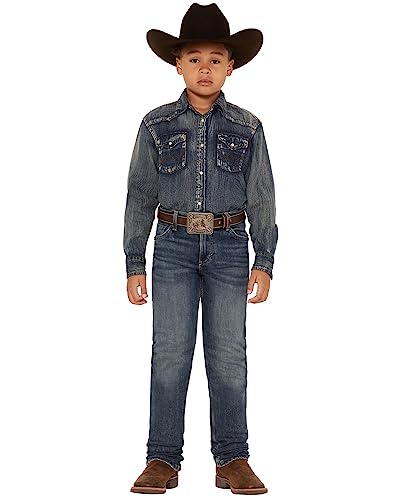 Wrangler Boys' Medium Wash Slim Straight Denim Jeans - 112322507-BIG 10 SLM