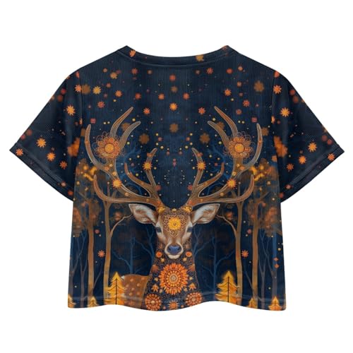 Image of Girls Crop Tops Cute Short Sleeve Shirts Fashion Tees for Kids Casual Crewneck Blouses Size 8-16 Years