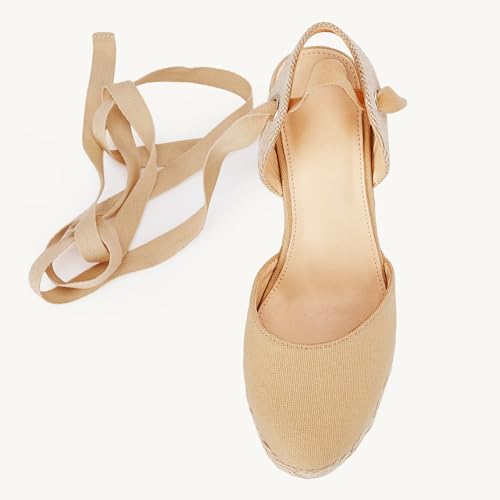 Image of Juliet Holy Womens Lace up Espadrilles Closed Toe Wedges Sandals Strappy Slingback Platform Heels