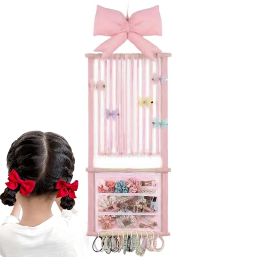 Hair Clip Holder,Pink Large Display with Hooks | Hair Clip Storage Wall Hanger | for Women Teen Girls Door Closet Bedroom Living Room Home Decor Apartment