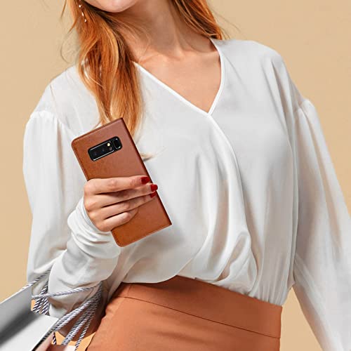 Xcasebar For Samsung Galaxy Note 8 Wallet Case With 【Rfid Blocking】 Credit Card Holder,Flip Folio Book Pu Leather Phone Case Shockproof Protective Cover Women Men For Samsung Note8 Case Light Brown #TOP1
