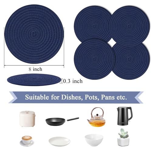 SHACOS 8 Inches Trivets for Hot Dishes, 4 Pieces Cotton Trivets Mats by SHACOS - Used condition - Image 2